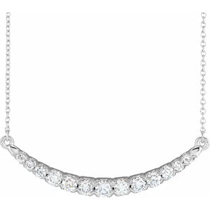 14K White 3/4 CTW Lab-Grown Diamond French-Set Bar 18" Necklace: 653708