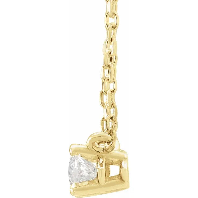 14K Gold 1/4 CT Natural Diamond Solitaire 16-18" Necklace