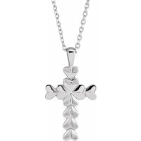 14K Gold Heart Cross 16-18" Necklace