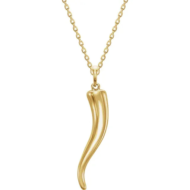 14K Gold Italian Horn 16-18" Necklace