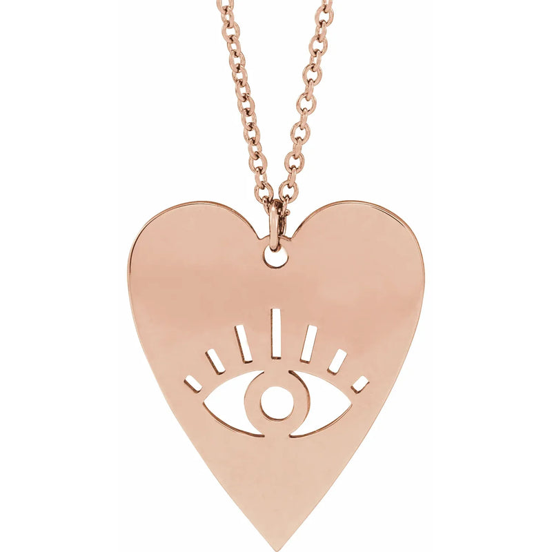 14K Gold Evil Eye Heart 16-18" Necklace: 87780