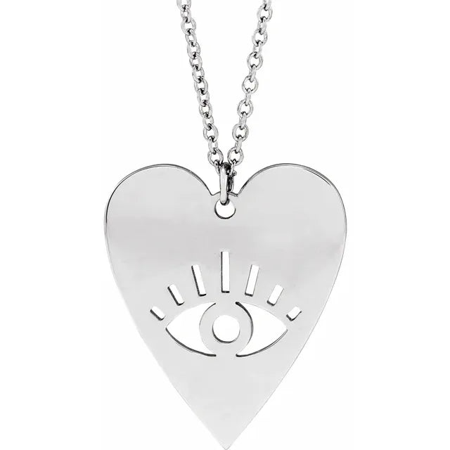 14K Gold Evil Eye Heart 16-18" Necklace: 87780