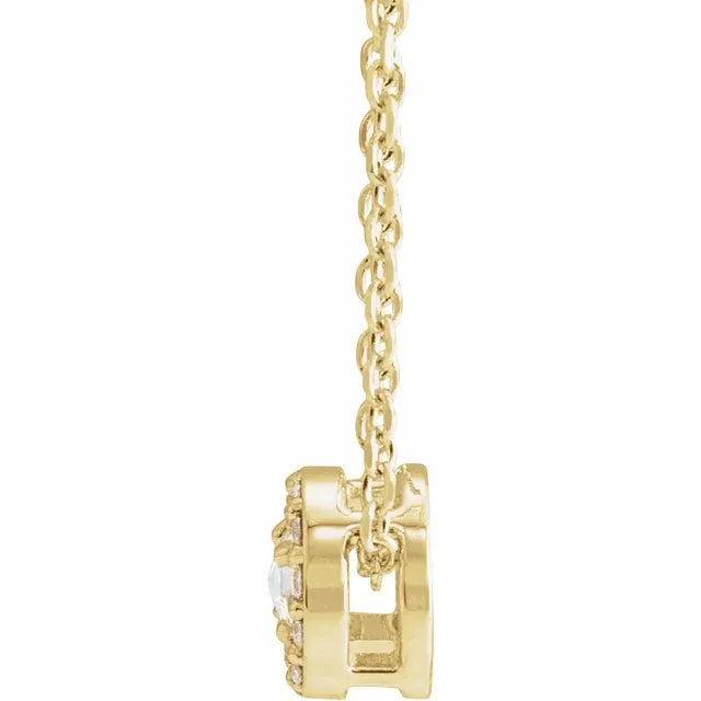 14K Gold 1/5 CTW Rose-Cut Natural Diamond Halo-Style 16-18" Necklace