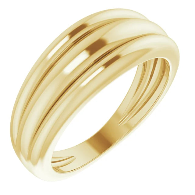 14K Yellow Triple Dome Ring:57749