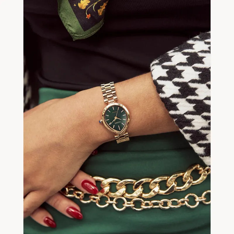 Citizen L Rainell EM1203-57X women's Eco-Drive watch, green dial, detail