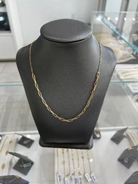 14kt Yellow Gold Semi Paperclip Semi Cable Link Women Chain