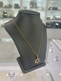 14Kt Yellow Gold David Star Pendant Necklace