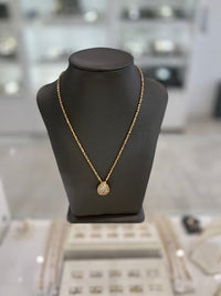 18Kt Italian Yellow Gold Teardrop With Cubic Zirconia Rope Chain Necklace