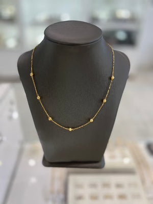 18Kt Yellow Gold Bean Chain Necklace Women