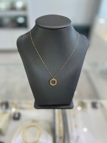 18kt Italian Yellow Gold With Cubic Zirconia Round Pendant