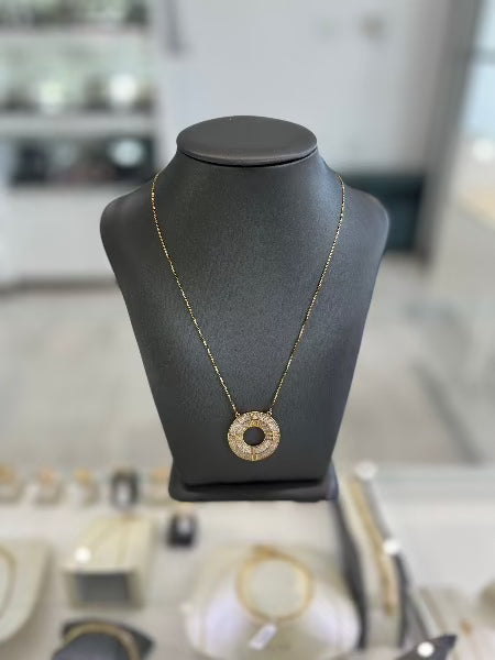 18kt Yellow Gold Necklace With18kt Yellow Gold Necklace With Atlas X Closed Circle Pendant Cubic Zirconia Cubic Zirconia