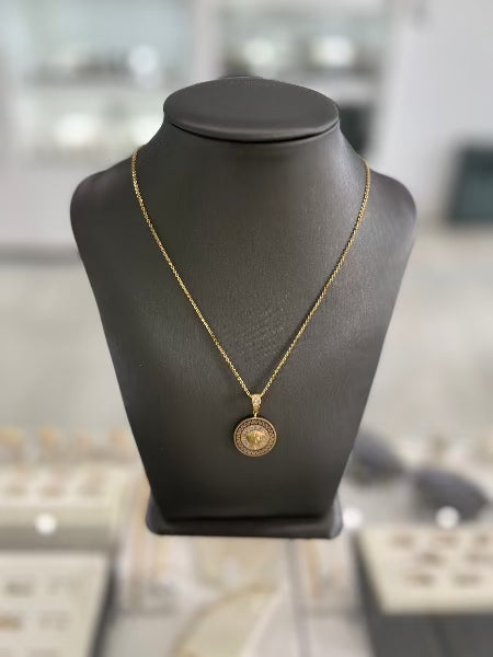 18kt Yellow Gold Solid Medusa Women Pendant Chain Necklace