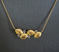 18kt Yellow Gold Flower Bar With Cubic Zirconia Necklace