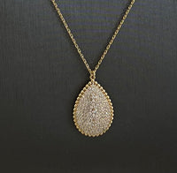 14kt Yellow Gold Halo TearDrop Necklace With Cubic Zirconia Necklace