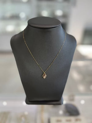 14kt Yellow Gold Hamsa Cubic Zirconia Pendant With Necklace