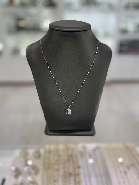 14Kt White Gold Cubic Zirconia Chain Pendant