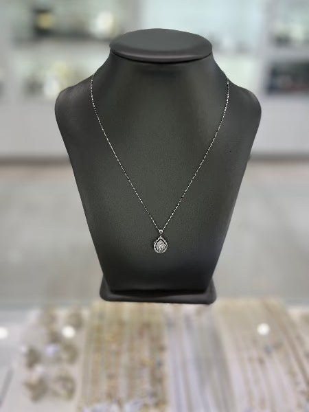 14kt White Gold Teardrop Cubic Zirconia Pendant necklace