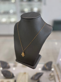 10kt Yellow Gold Hamsa Hand Pendant Necklace