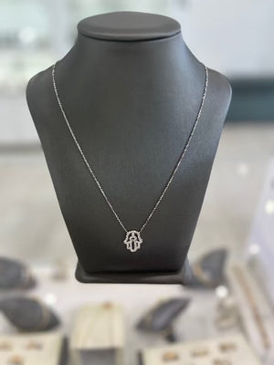 10kt White Gold Hamsa Cubic Zirconia