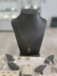 10kt Yellow Gold Hamsa With Evil Eye Pendant Necklace