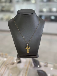 10kt Two-Tone Gold Cross Pendant With Thin Chain Necklace