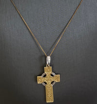 10kt Two-Tone Gold Cross Pendant With Thin Chain Necklace