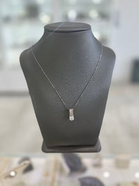 10kt White Gold Cubic Zirconia Round Pendant Chain Necklace