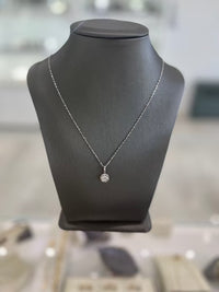 10kt White Gold Dainty Round Halo Cubic Zirconia Pendant Necklace