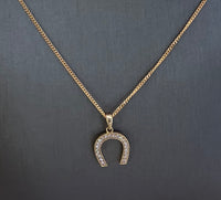 10kt Gold Cubic Zirconia Horseshoe Pendant Necklace