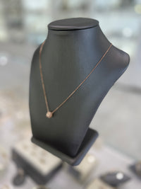 10kt Rose Gold Tube With Cubic Zirconia Pendant Necklace