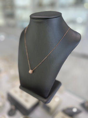 10kt Rose Gold Tube With Cubic Zirconia Pendant Necklace