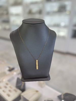 10kt Yellow Gold Bar Greek Key Versace Pendant Chain Necklace