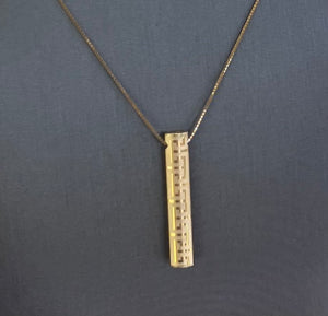 10kt Yellow Gold Bar Greek Key Versace Pendant Chain Necklace