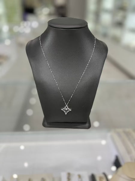 10Kt White Gold Cubic Zirconia Star Pendant