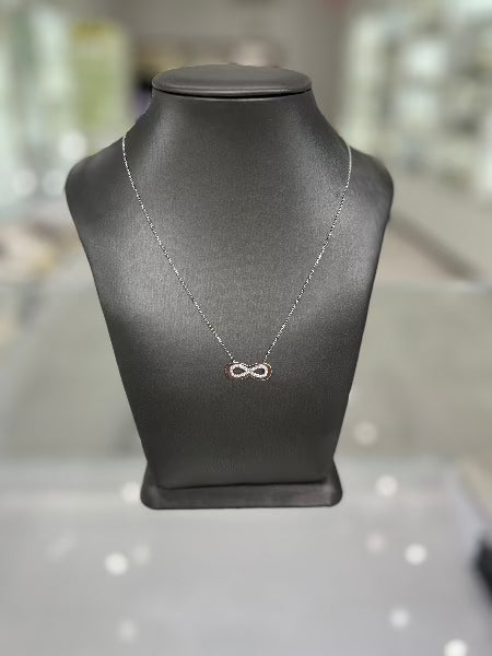 10kt White Gold Infinity Cubic Zirconia Charm Necklace