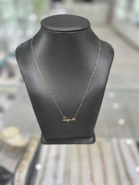 10kt Yellow Gold "Love" Pendant Chain Necklace