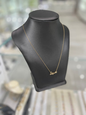 10kt Yellow Gold "Love" Pendant Chain Necklace