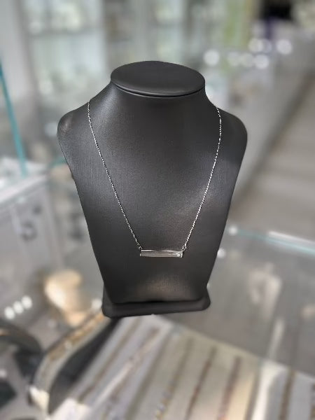 10Kt White Gold Bar Necklace