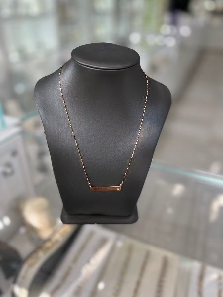 10kt Rose Gold Bar Pendant Chain Necklace
