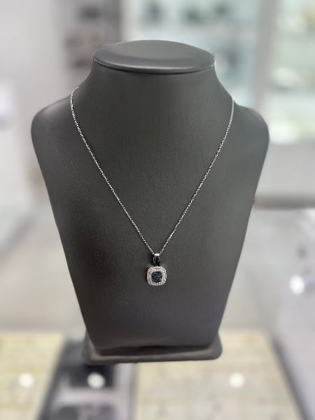 10kt White Gold Sapphire Diamond Pendant Chain