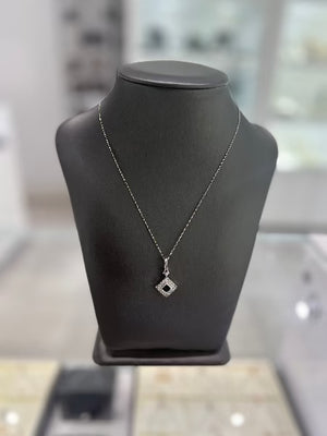 10kt White Gold Sapphire Diamond Pendant Chain