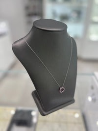 10KT White Gold Circular Ruby Pendant Necklace with Diamonds