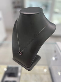 10KT White Gold Circular Ruby Pendant Necklace with Diamonds