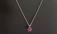 10KT White Gold Precious Stone Flower Necklaces