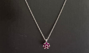 10KT White Gold Precious Stone Flower Necklaces