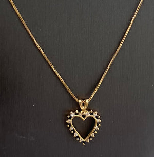 10kt Yellow Gold Sapphire Diamond Heart Pendant Chain