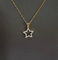 14kt Yellow Gold Diamond Star Pendant With 10kt Yellow Gold Chain Necklace