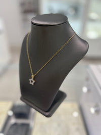 14kt Yellow Gold Diamond Star Pendant With 10kt Yellow Gold Chain Necklace