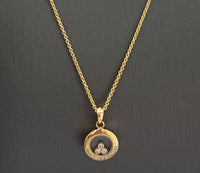 14kt Yellow Gold Round Diamonds With Three Tone Diamonds in Pendant Chain