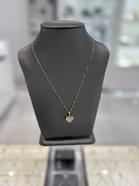 14kt Yellow Gold Diamond Heart Pendant With 18kt Yellow Gold Chain Necklace